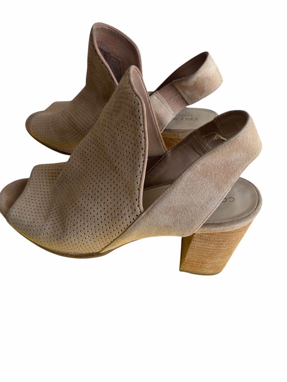 Cole Haan Callista Open Toe Slingback Santo chunky stacked heel size 9 EUC